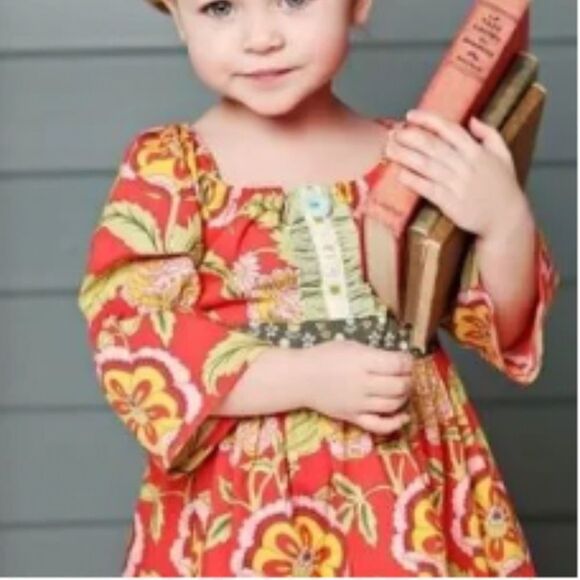 Matilda Jane Serendipity Tomato Peasant Top Blouse Floral Orange Easter 6 - Picture 1 of 3